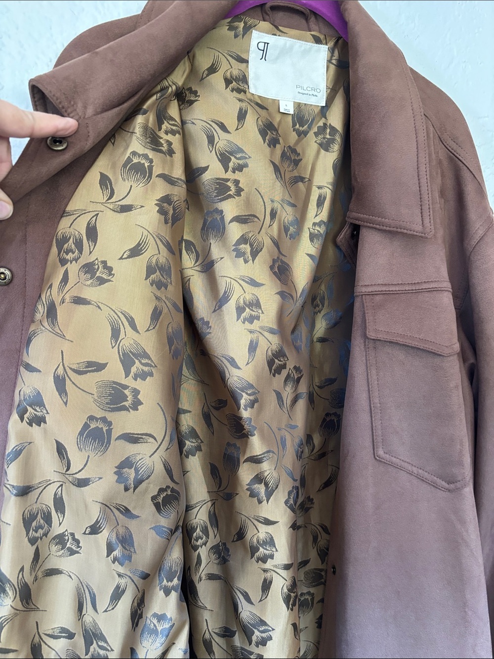 Anthropologie Pilcro The Tillie Relaxed Vegan Suede Shirt Jacket L - Picture 9 of 12